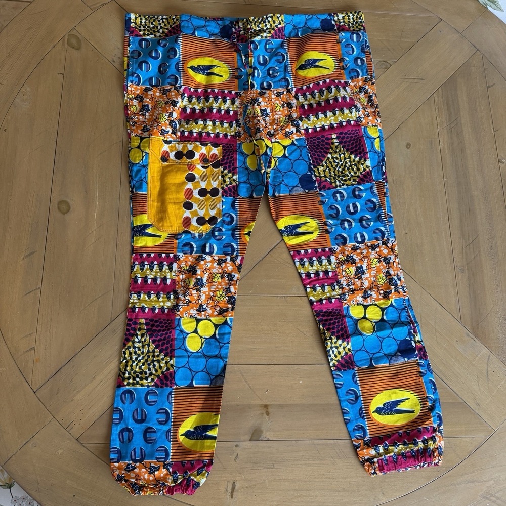 Colorful African Boho Print Patchwork Jogger Pants Ankara Style Festival MIP